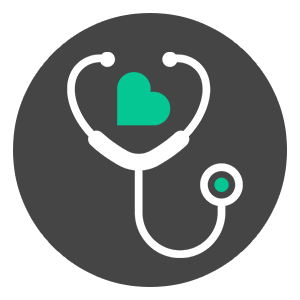 Wellness care service icon with stethoscope and heart